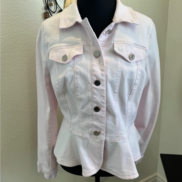 White House Black Market Light Pink Jean Jacket - Picture 4 of 10